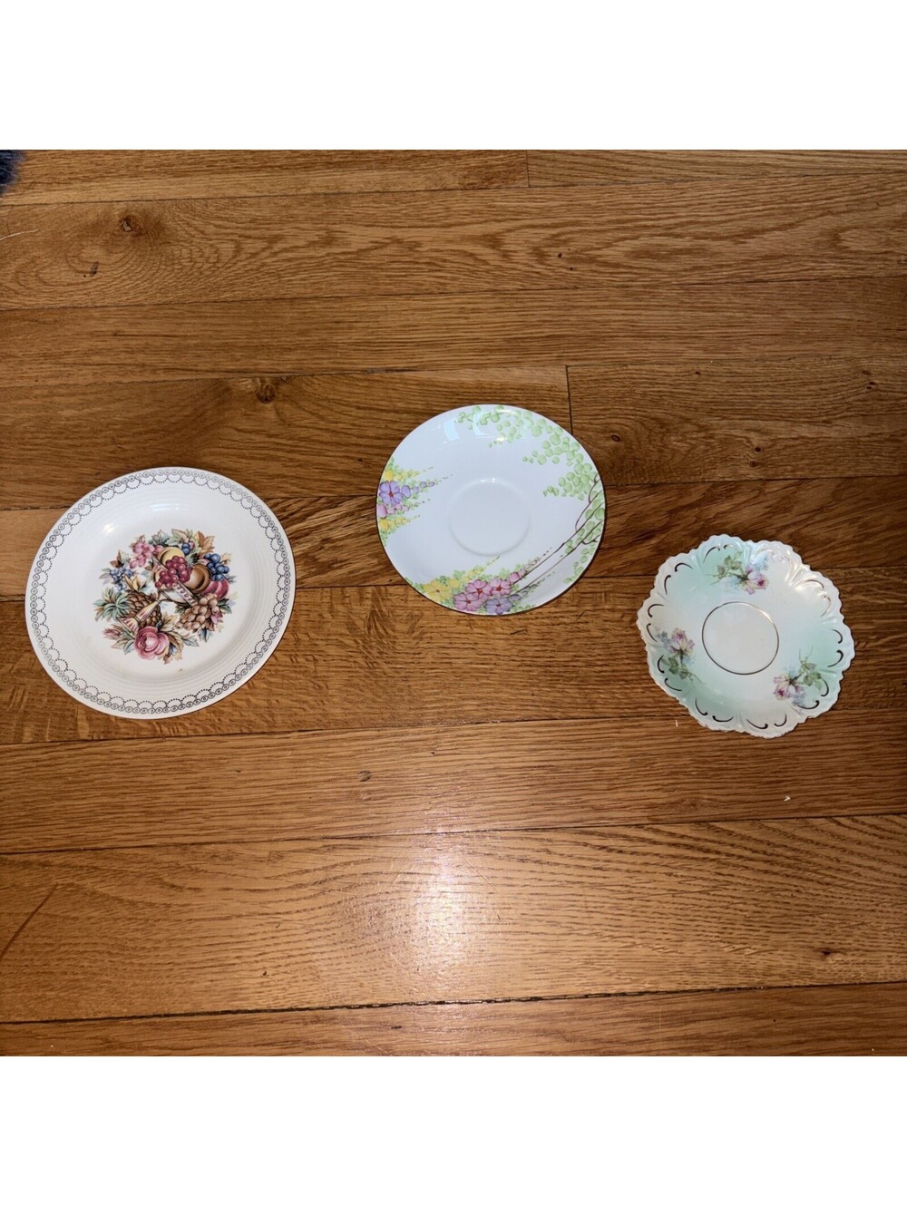 Lot Of 3 Vintage Saucers, Mismatch, Small Plates Replacement, Farmhouse Decor